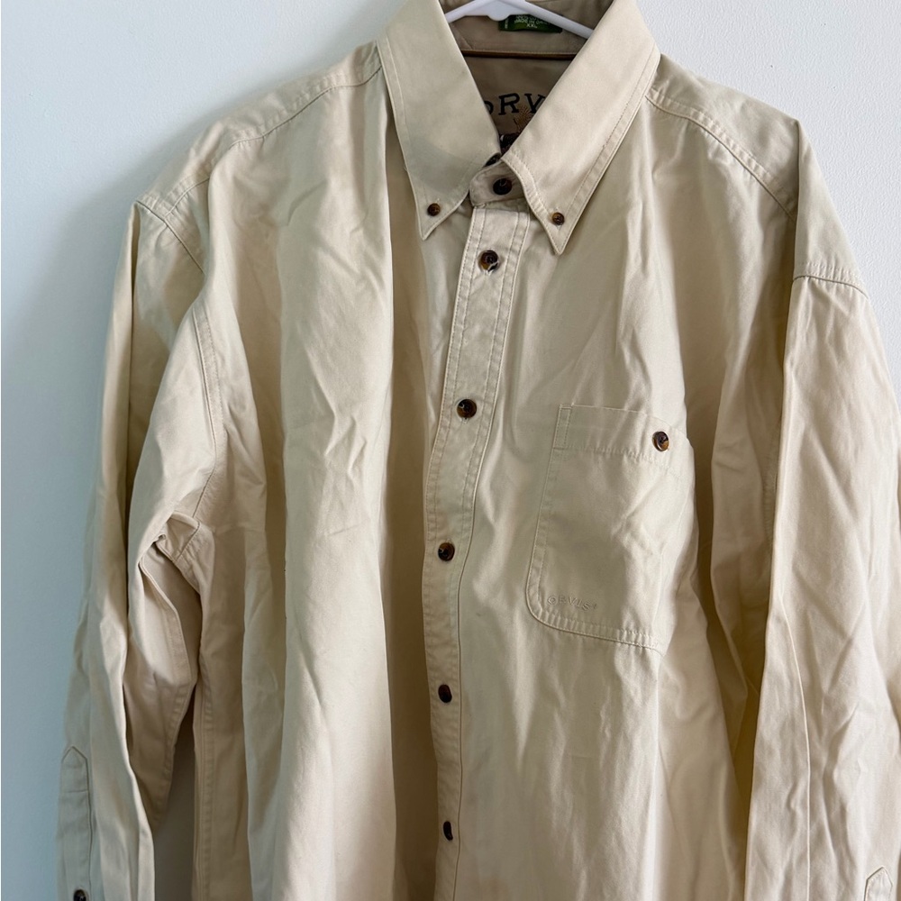 New Orvis Beige Shirt with Pheasant Embroidery